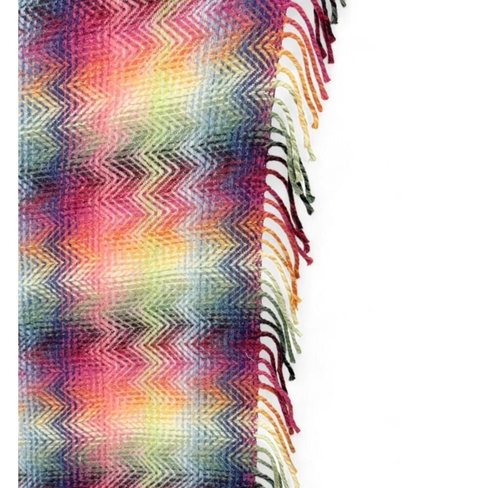 Missoni Vibrant Multicolor Zigzag Wool Blend Throw Blanket – Made in Italy
